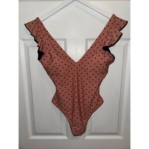 Summersalt Women’s Ruffle Backflip One Piece Swimsuit Polka Dot Pink Black Sz 4